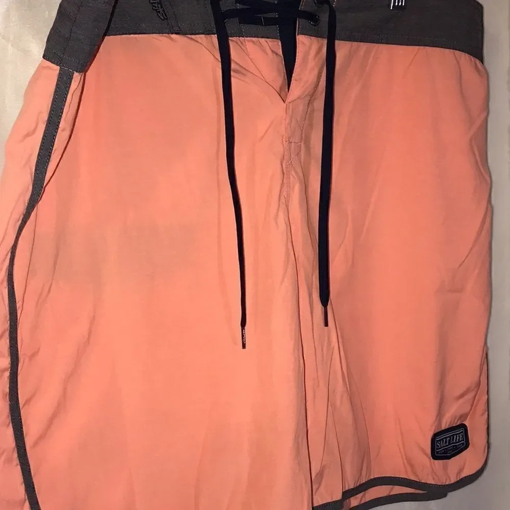 Salt Life Men's Vapor‎ Short Drawstring Waist Orange Boardshort Size 36